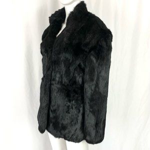 VINTAGE BLACK RABBIT FUR WINTER COAT SZ M